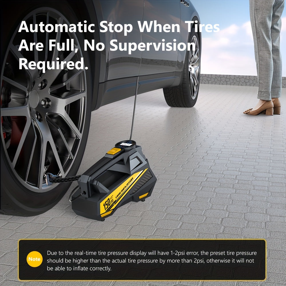 Digital Tire Inflator - Portable 12V Air Compressor with LED Light