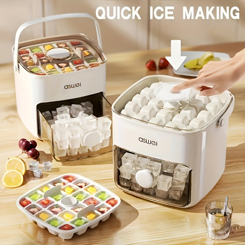 48-Cube Ice Maker - Double Layer Press Lid Ice Tray for Home