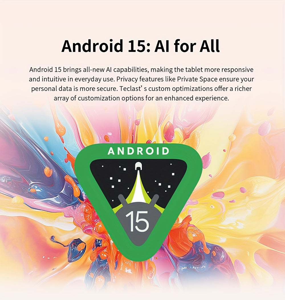 Tablet New Android 15, 10.1-inch IPS Display