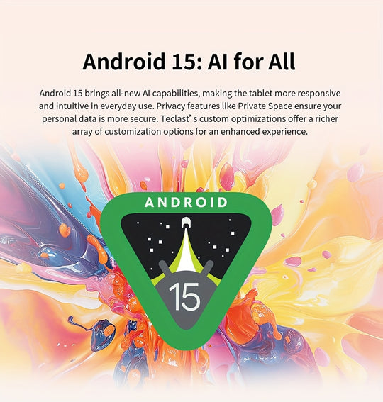 Tablet New Android 15, 10.1-inch IPS Display