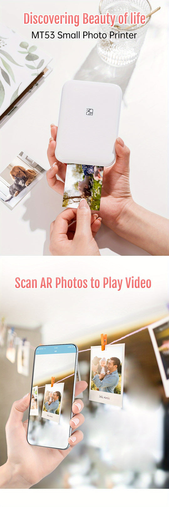 Wireless Portable Photo Printer - Mini Color Printer with No Ink