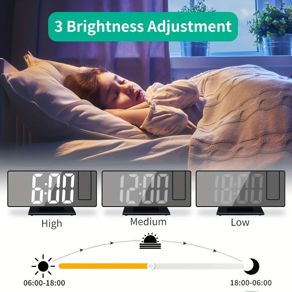 Digital Projection Alarm Clock with USB Power