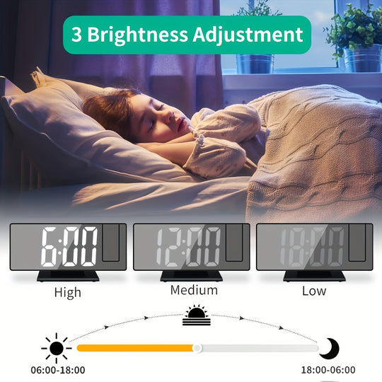 Digital Projection Alarm Clock with USB Power