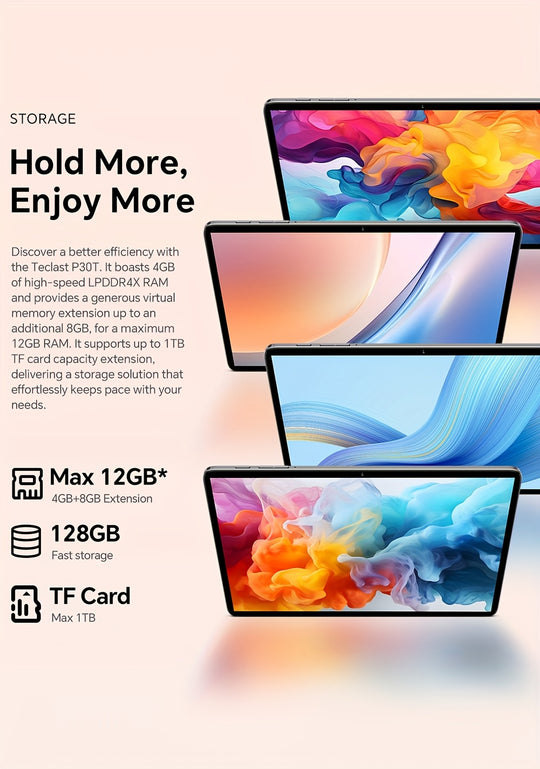 Tablet New Android 15, 10.1-inch IPS Display