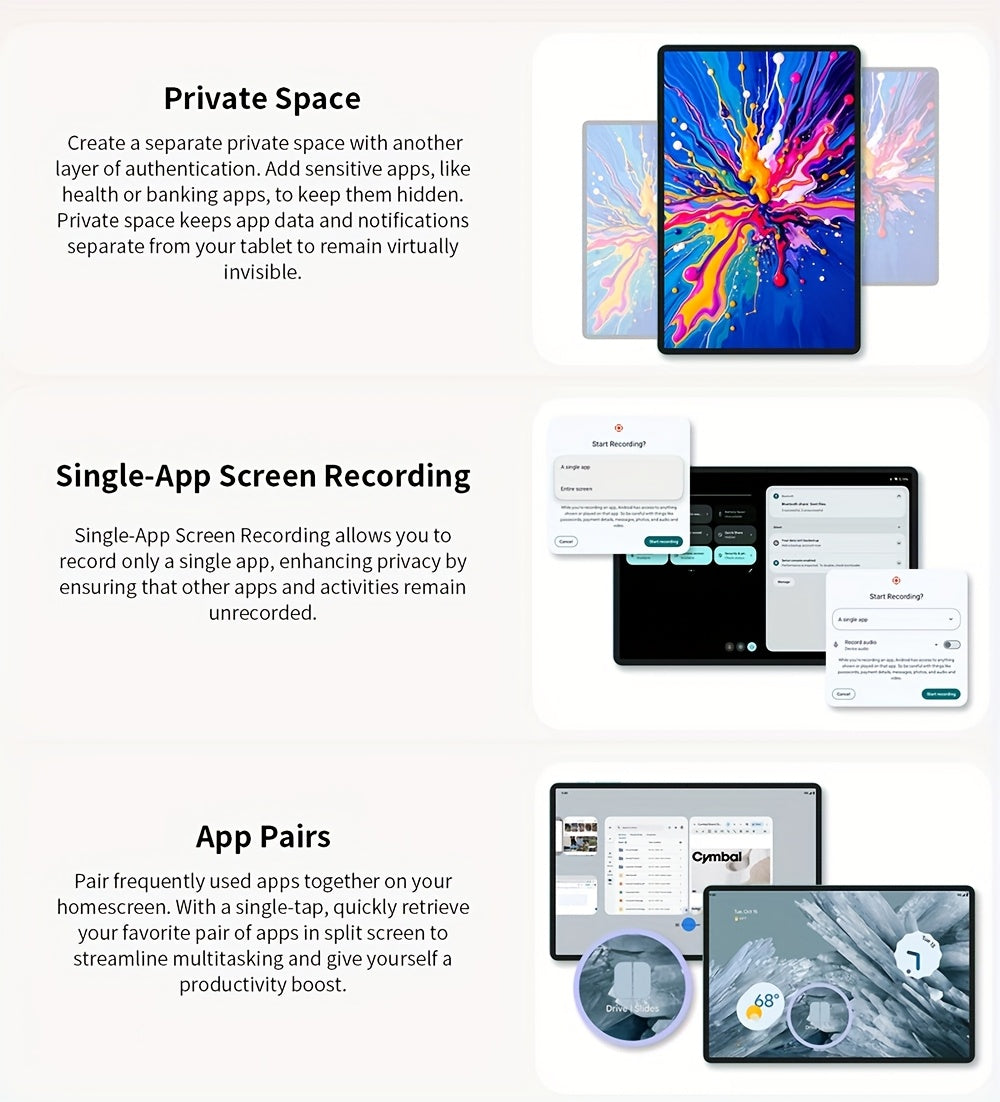 Tablet New Android 15, 10.1-inch IPS Display