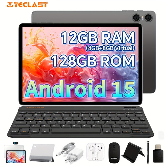 Tablet New Android 15, 10.1-inch IPS Display