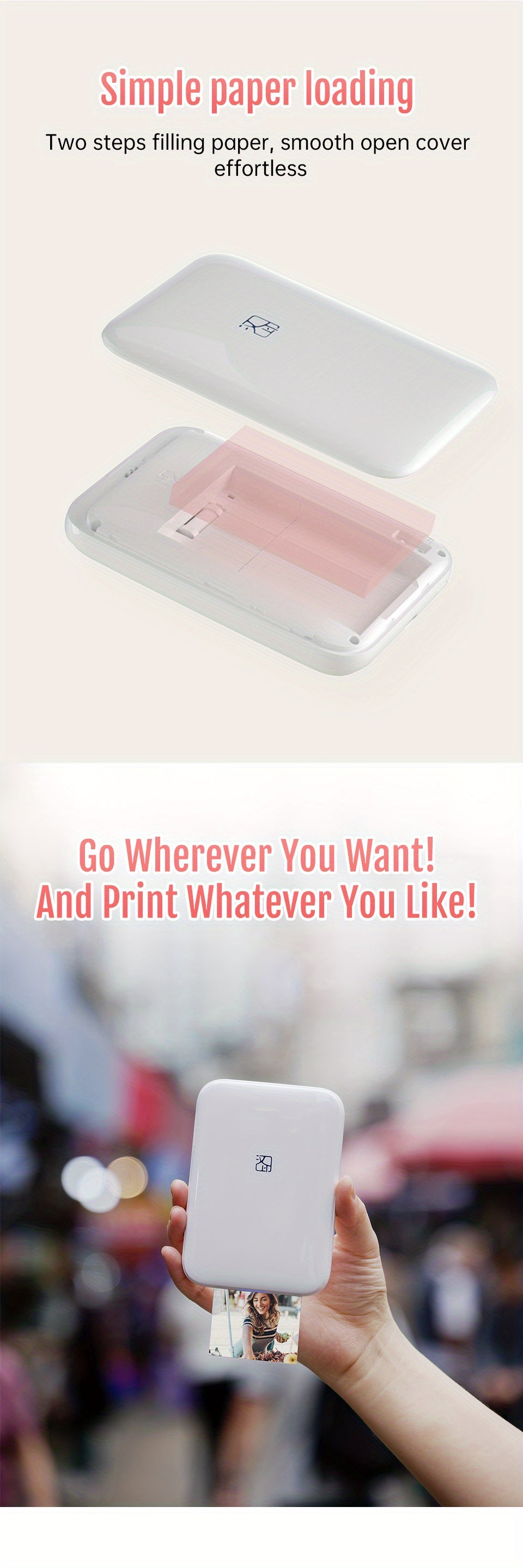 Wireless Portable Photo Printer - Mini Color Printer with No Ink