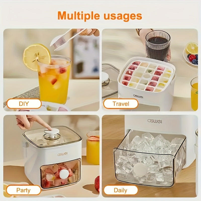 48-Cube Ice Maker - Double Layer Press Lid Ice Tray for Home