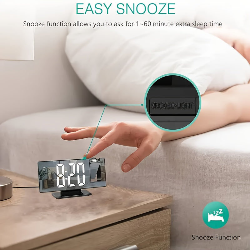 Digital Projection Alarm Clock with USB Power