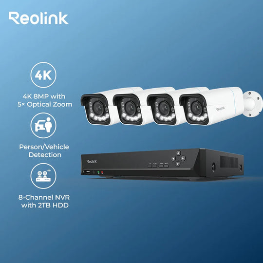 Outdoor Security Camera System - 4K 8CH PoE NVR with 8MP IP Cameras & Night Vision