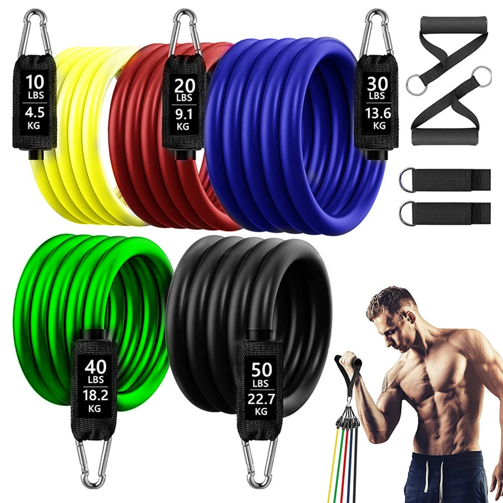 300lb Fitness Booty Resistance Elastic Band Workout for Training Home Exercise Sport Gym Dumbbell Harness Set Expander Equipment
