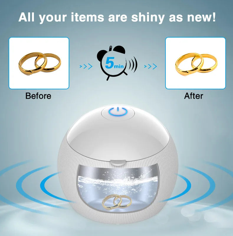 Ultrasonic Cleaner with UV Light - 200ml for Jewelry, Glasses, Watches, Dentures & Retainers