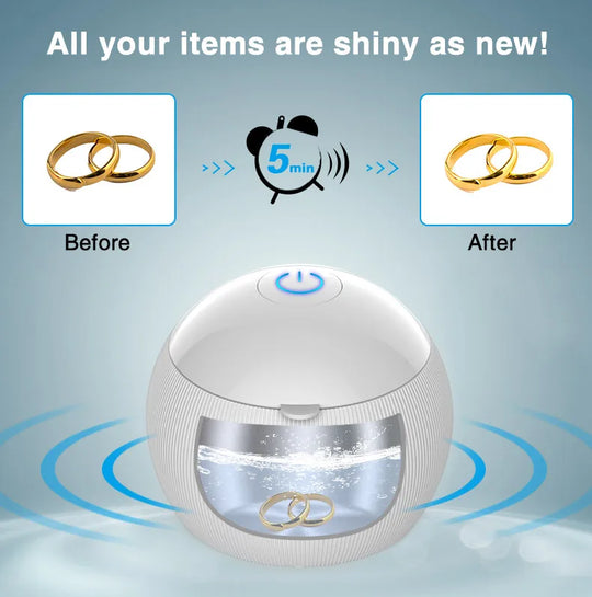 Ultrasonic Cleaner with UV Light - 200ml for Jewelry, Glasses, Watches, Dentures & Retainers