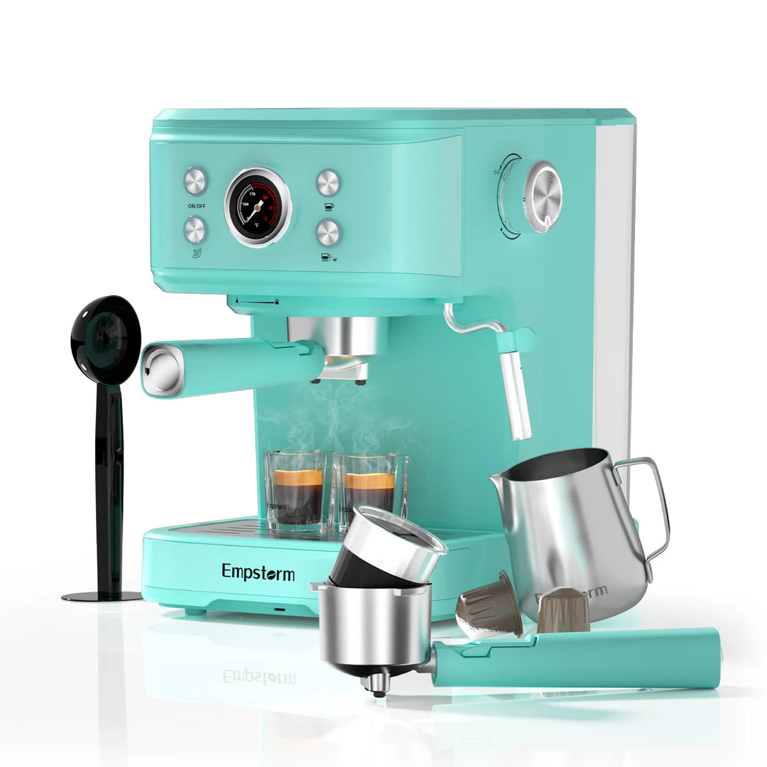 Empstorm Commercial Espresso Coffee Machine - 20 Bar 1100W 3-in-1 with Nespresso Capsules