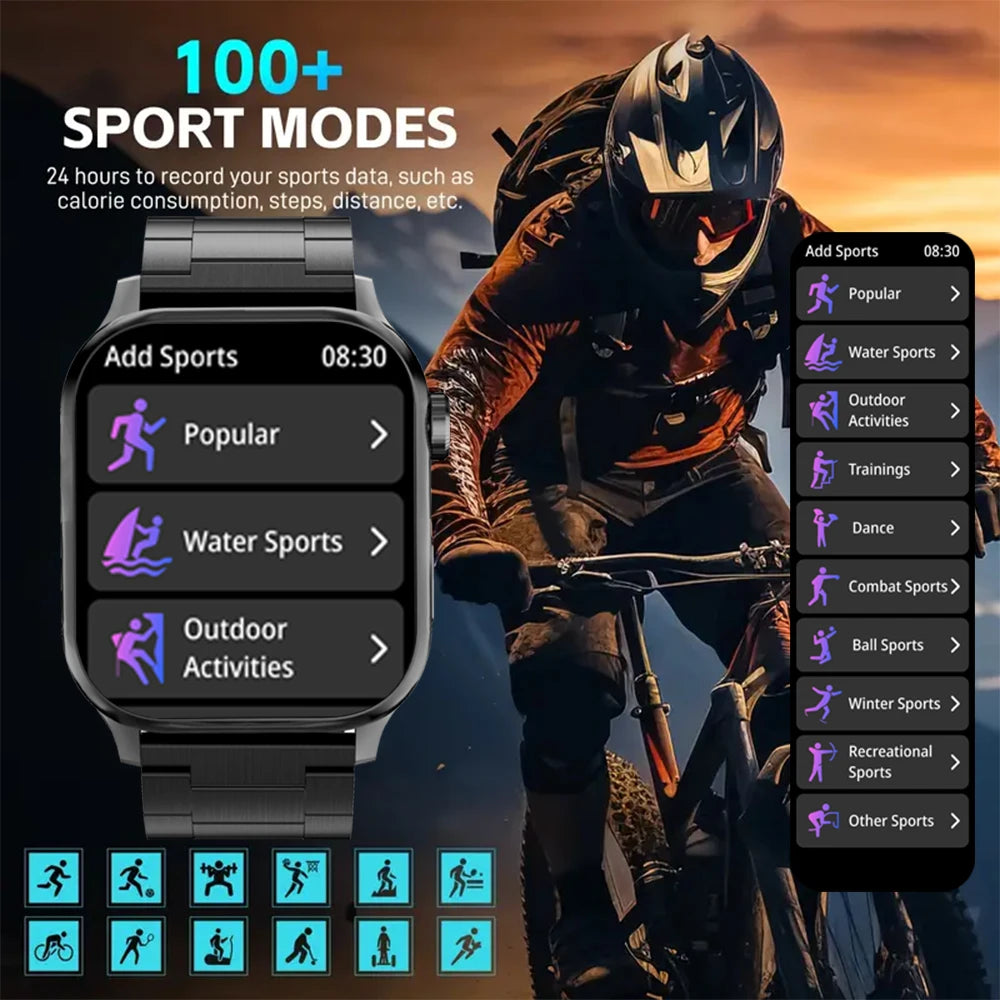 New Smart Watch Men Women 1.85'' square Screen Sports Waterproof