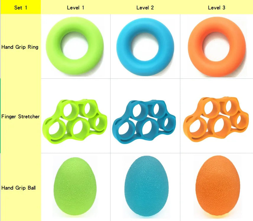 Portable Oval Circular Silicone Grip Ball Finger Exercise Device Grip Strength Trainer Silicone Expansion Ring 9-piece Set