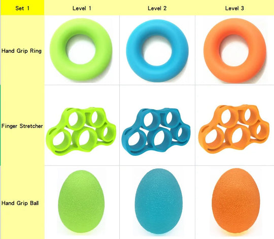 Portable Oval Circular Silicone Grip Ball Finger Exercise Device Grip Strength Trainer Silicone Expansion Ring 9-piece Set