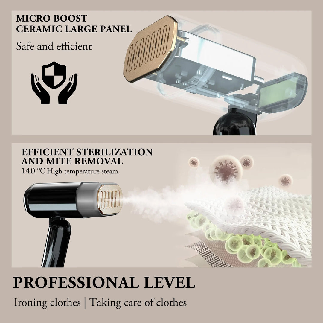 Handheld Garment Steamer - 1800W, 330ml, 10-Second Heat-Up, Portable Fabric Steamer