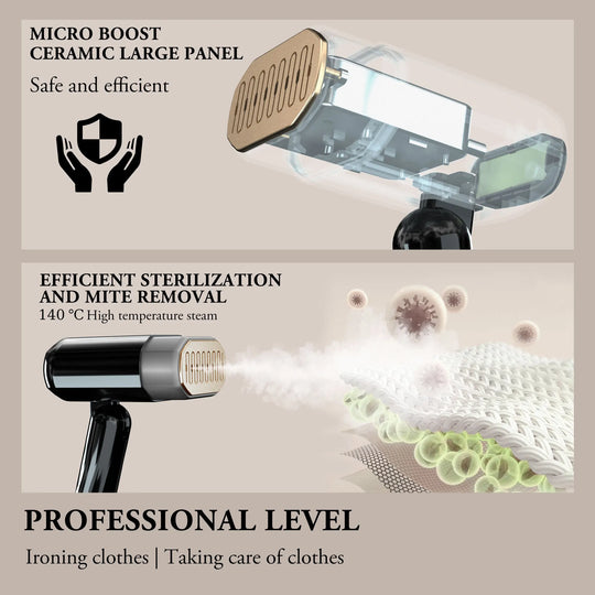 Handheld Garment Steamer - 1800W, 330ml, 10-Second Heat-Up, Portable Fabric Steamer