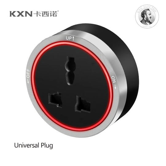 Tabletop Power Track Socket - Hidden Pop-Up Outlet with USB & LED, UK/US/EU Plugs - for Home, Kitchen & Office