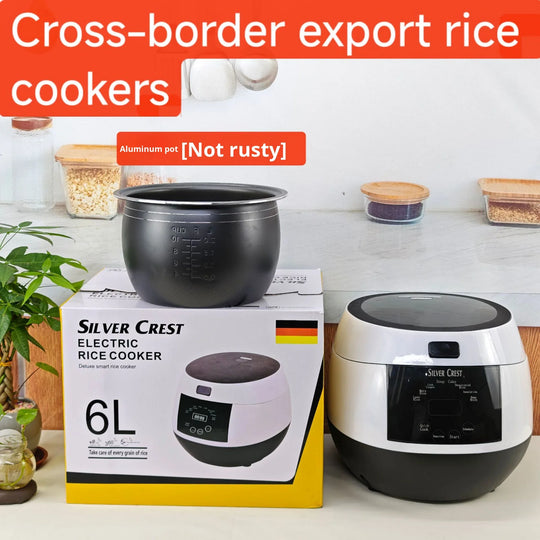 Smart Rice Cooker - 6L Stainless Steel, Touch Screen, Digital Timer, EU & UK Plug