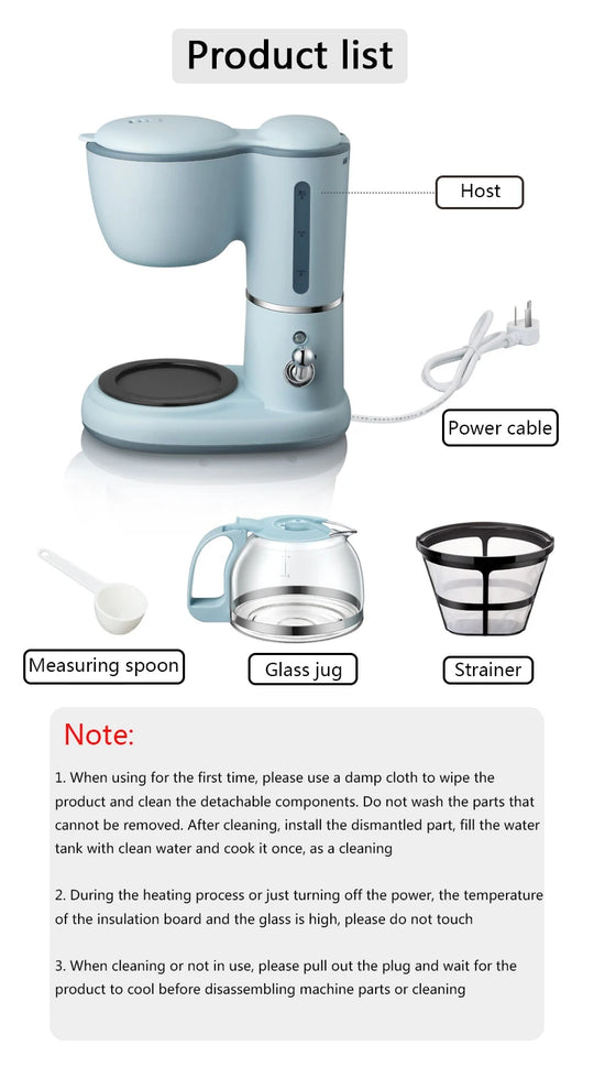 Drip Coffee Maker - 600ml Automatic American Coffee Machine for Home & Office