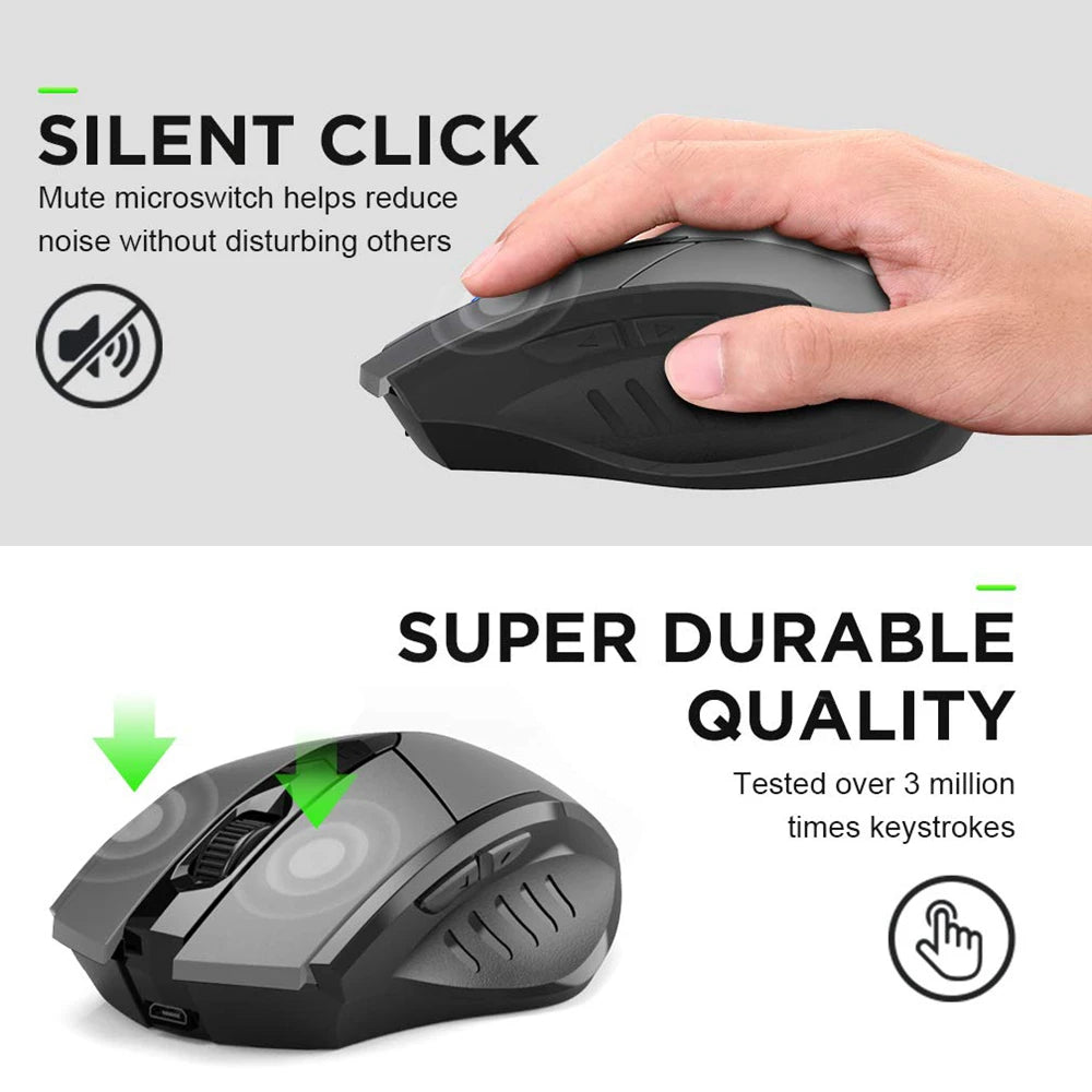 Wireless Mouse F1S - Silent Ergonomic, 2400 DPI, 500mAh - for PC, Laptop & Tablet