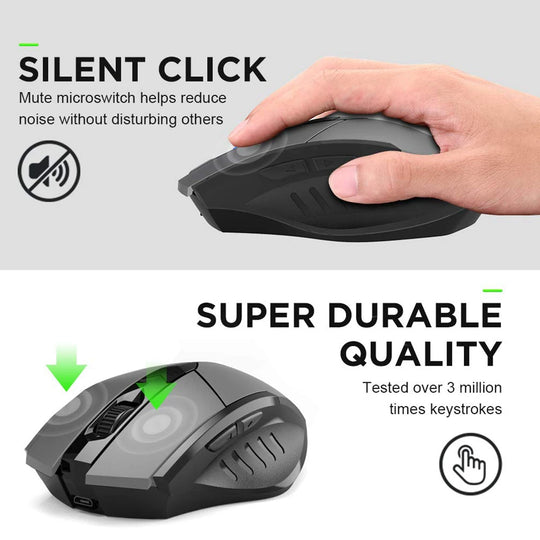 Wireless Mouse F1S - Silent Ergonomic, 2400 DPI, 500mAh - for PC, Laptop & Tablet