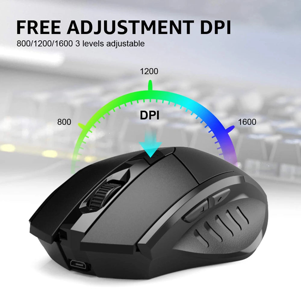 Wireless Mouse F1S - Silent Ergonomic, 2400 DPI, 500mAh - for PC, Laptop & Tablet