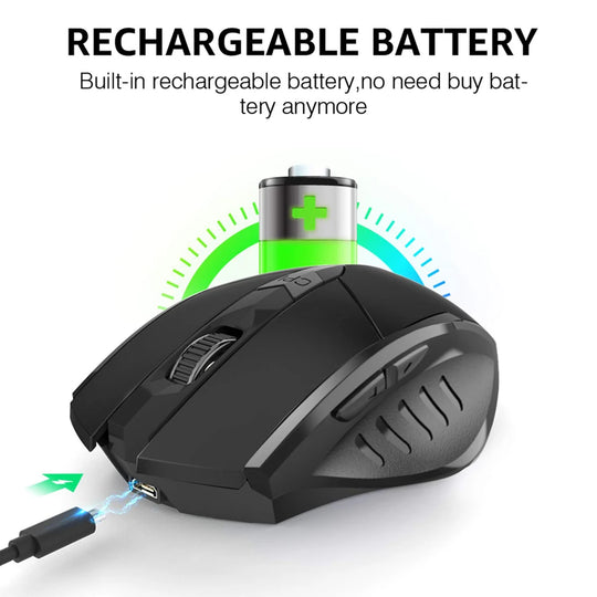 Wireless Mouse F1S - Silent Ergonomic, 2400 DPI, 500mAh - for PC, Laptop & Tablet