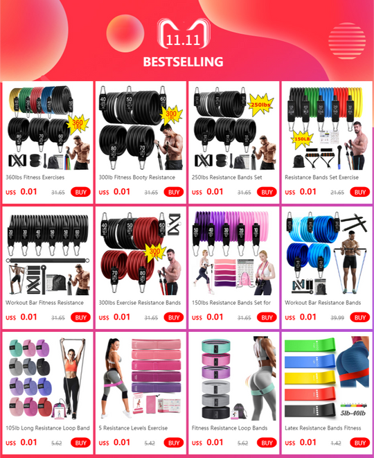 300lb Fitness Booty Resistance Elastic Band Workout for Training Home Exercise Sport Gym Dumbbell Harness Set Expander Equipment