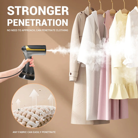Handheld Garment Steamer - 1500W, 350ml, Foldable, Temperature Control, Deep Wrinkle Removal