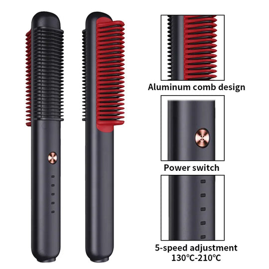 2 in 1 Volumizer One Step Hot Curlers Straightener Electric Lon Scalp Massage Hair Dryer Straight Straightener Comb Tools