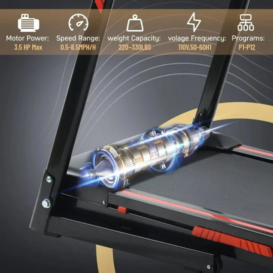 Folding Treadmill for Home - 3.5HP Electric with LCD Display & Heart Rate Monitor