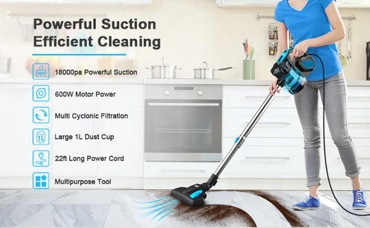 Corded Stick Vacuum Cleaner - 600W Powerful Suction, Bagless, Cyclone Filter - for Home, Pet Hair & Hard Floor