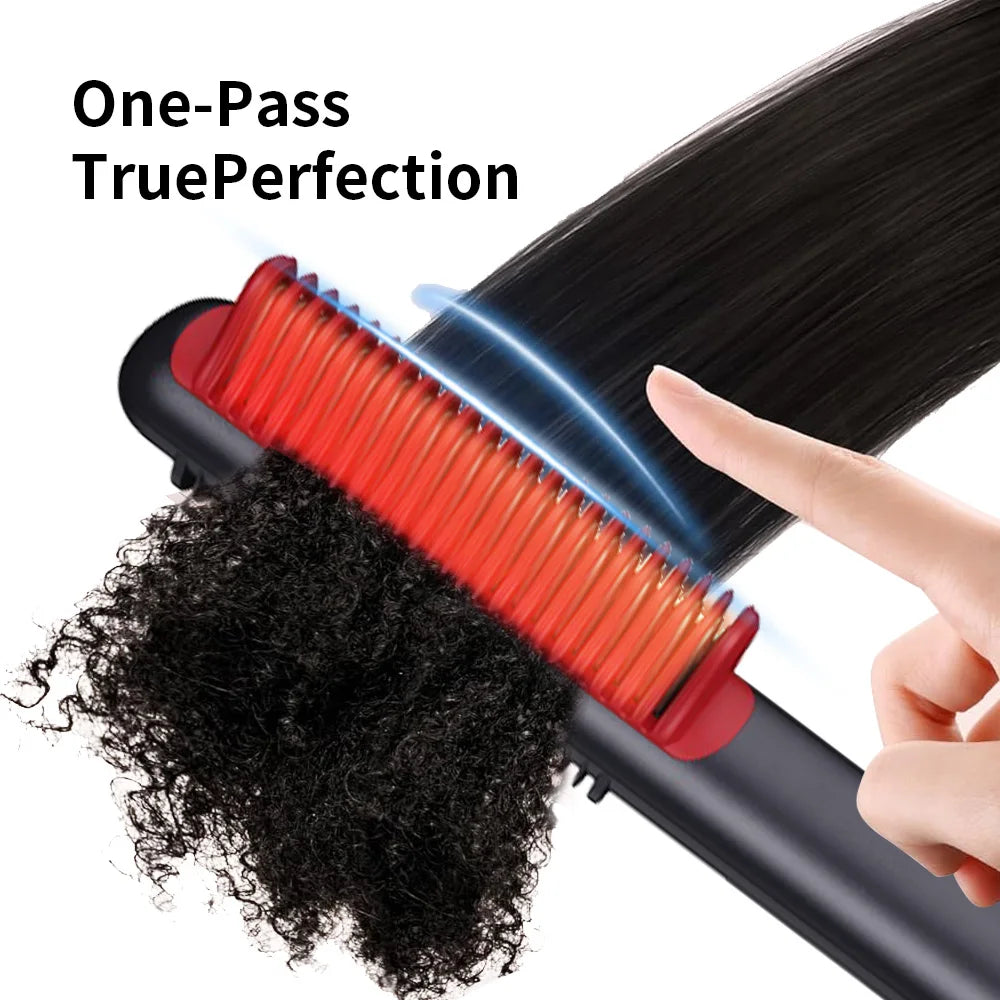 2 in 1 Volumizer One Step Hot Curlers Straightener Electric Lon Scalp Massage Hair Dryer Straight Straightener Comb Tools