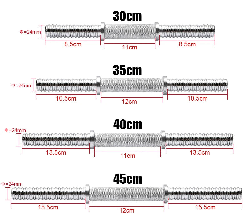 30/34/40/45/50cm Lenght For Home Gym Fitness Dumbbell Bars With Clamps 25mm Standard Threaded Dumbbell Handles F2105