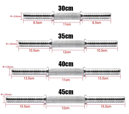 30/34/40/45/50cm Lenght For Home Gym Fitness Dumbbell Bars With Clamps 25mm Standard Threaded Dumbbell Handles F2105