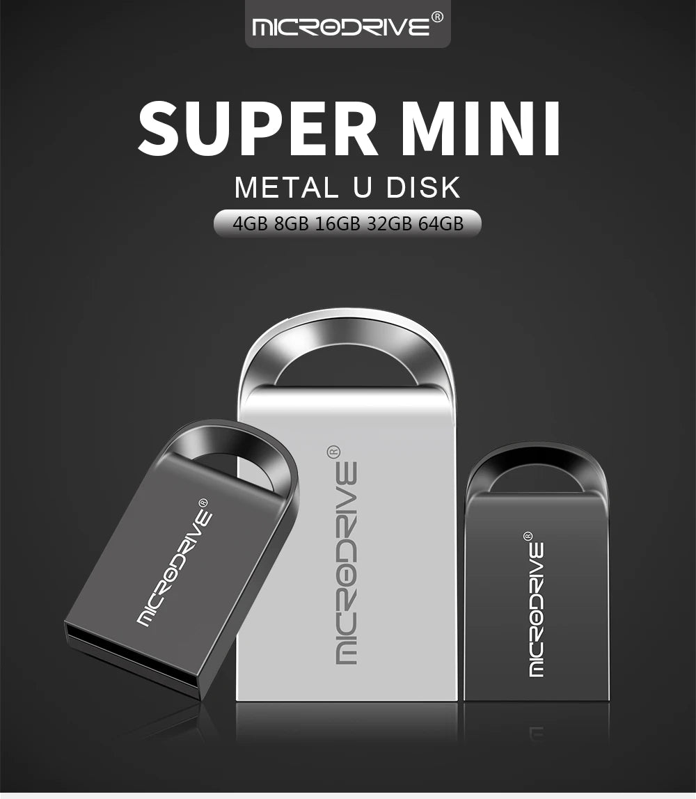 Mini Metal USB Flash Drive - Super Compact Pen Drive USB 2.0 for PC Laptop Tablet