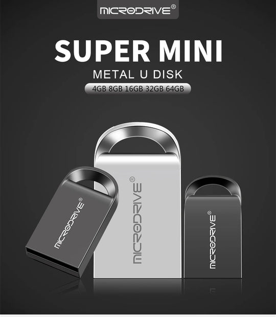Mini Metal USB Flash Drive - Super Compact Pen Drive USB 2.0 for PC Laptop Tablet