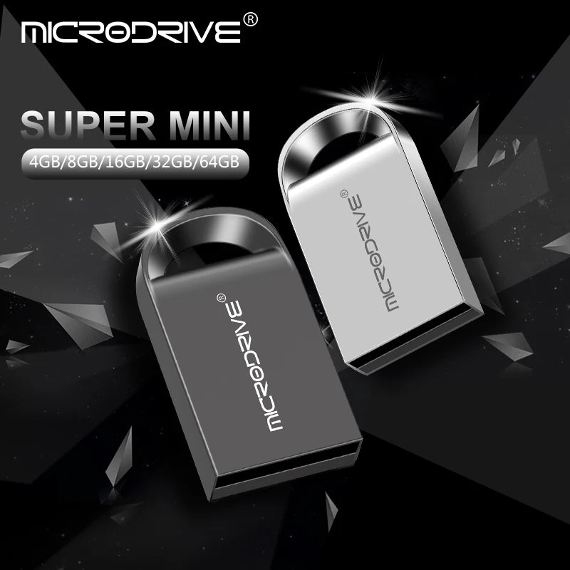 Mini Metal USB Flash Drive - Super Compact Pen Drive USB 2.0 for PC Laptop Tablet