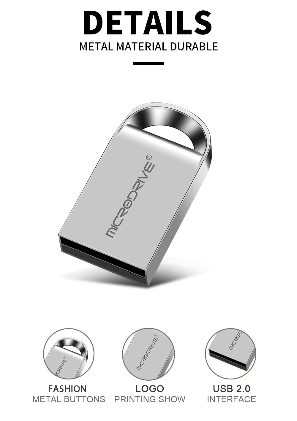 Mini Metal USB Flash Drive - Super Compact Pen Drive USB 2.0 for PC Laptop Tablet