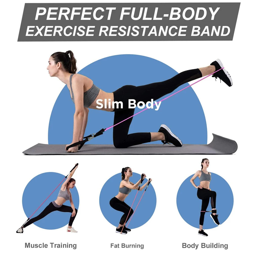 300lb Fitness Booty Resistance Elastic Band Workout for Training Home Exercise Sport Gym Dumbbell Harness Set Expander Equipment