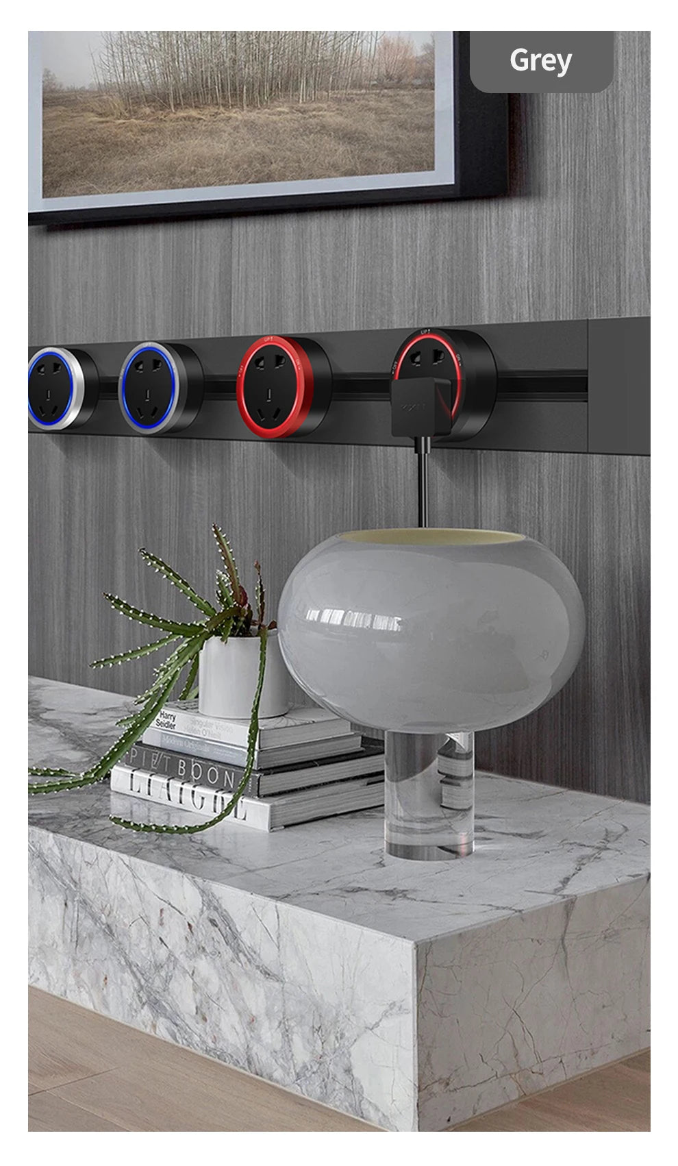 Tabletop Power Track Socket - Hidden Pop-Up Outlet with USB & LED, UK/US/EU Plugs - for Home, Kitchen & Office
