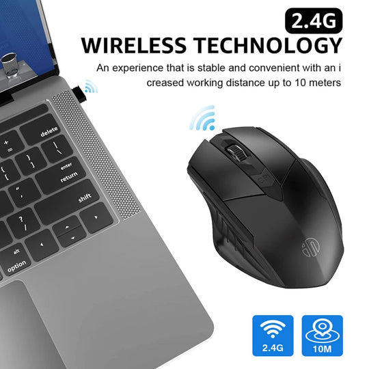 Wireless Mouse F1S - Silent Ergonomic, 2400 DPI, 500mAh - for PC, Laptop & Tablet