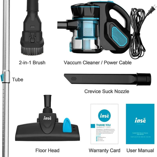 Corded Stick Vacuum Cleaner - 600W Powerful Suction, Bagless, Cyclone Filter - for Home, Pet Hair & Hard Floor