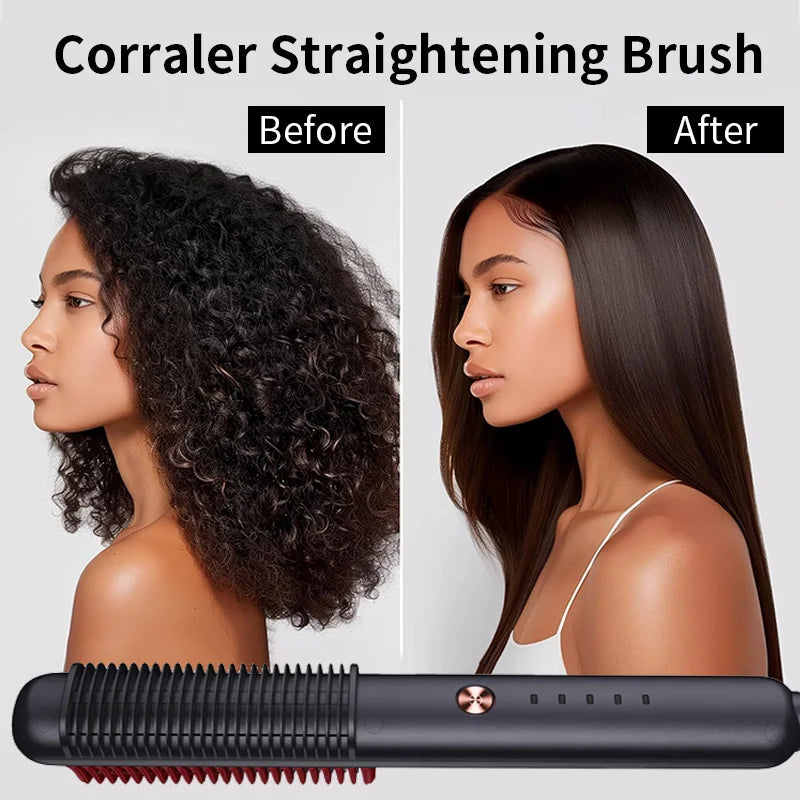 2 in 1 Volumizer One Step Hot Curlers Straightener Electric Lon Scalp Massage Hair Dryer Straight Straightener Comb Tools