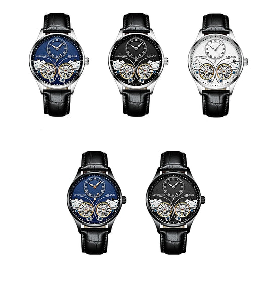 AILANG Brand New Fashion Double Tourbillon Watch for Men Luxury Stainless Steel Waterproof Automatic Mechanical Watches Mens