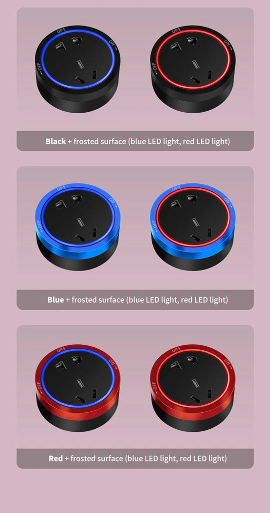 Tabletop Power Track Socket - Hidden Pop-Up Outlet with USB & LED, UK/US/EU Plugs - for Home, Kitchen & Office