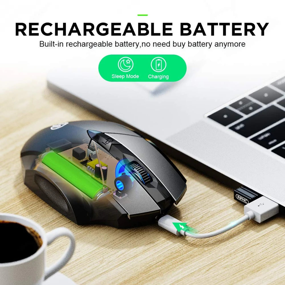 Wireless Mouse F1S - Silent Ergonomic, 2400 DPI, 500mAh - for PC, Laptop & Tablet